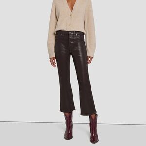 7 FOR ALL MANKIND high waist slim kick coated chocolate NWT NEVER WORN size 25